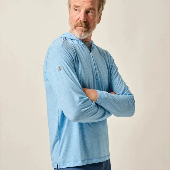 JOHNNIE O Welsey Performance 1/4 Zip Hoodie in Mailblu Size Medium MSRP $128.00 - Picture 1 of 9